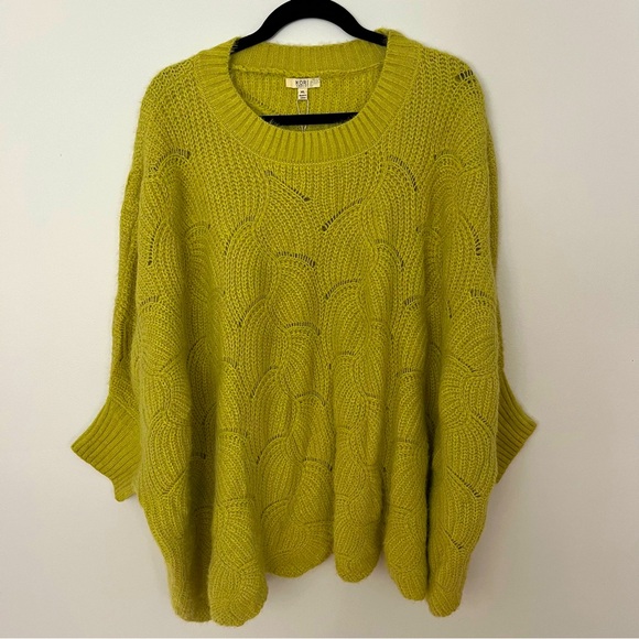Kori Sweaters - Kori American Plus Xl  green mustard yellow oversized cable knit sweater